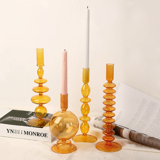 Nordic Home Colored Retro Glass Candle Holders