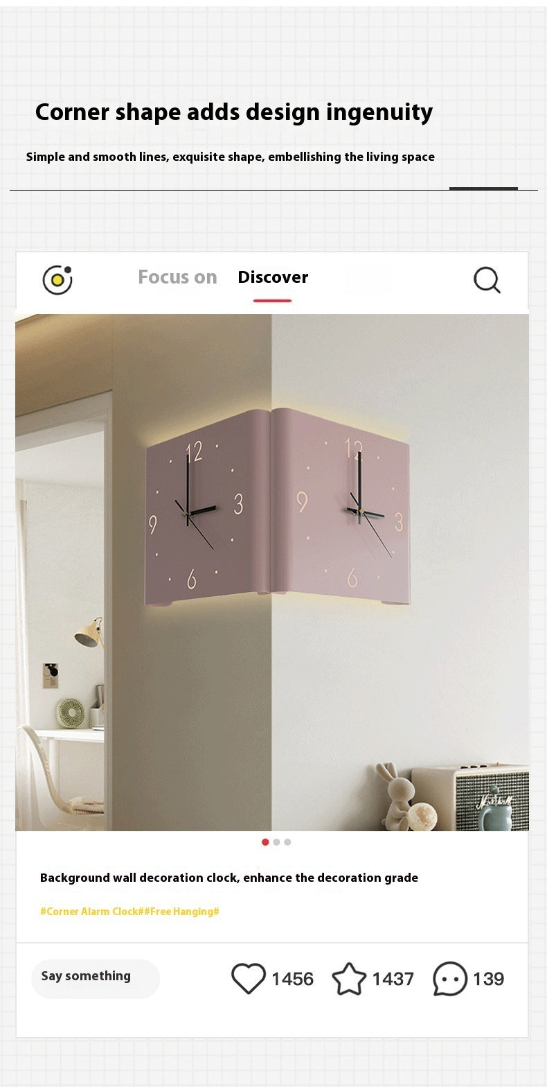 Living Room Stickers Wall Clocks Creative Angle Clock