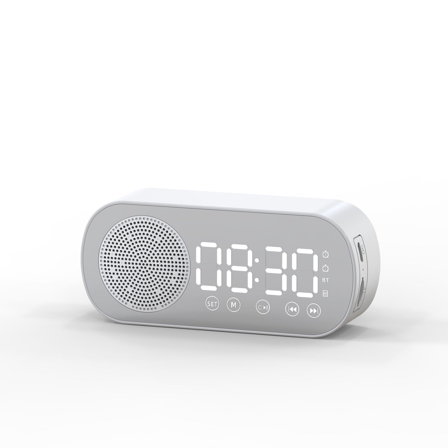 BT Music Alarm Clocks Mirror FM Radio LED Digital Clock 2 Alarm Snooze 24H Electronic Watch Dimming Table Phone Stand USB Clocks