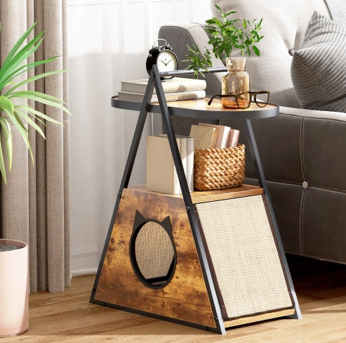 Cat House End Table, Wooden Cat House