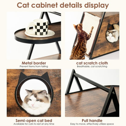 Cat House End Table, Wooden Cat House